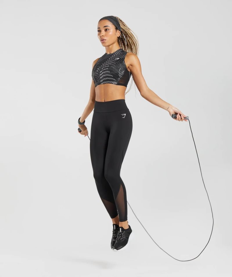 Women's Gymshark Sport Crop Tanks Black | CA 1DAN86